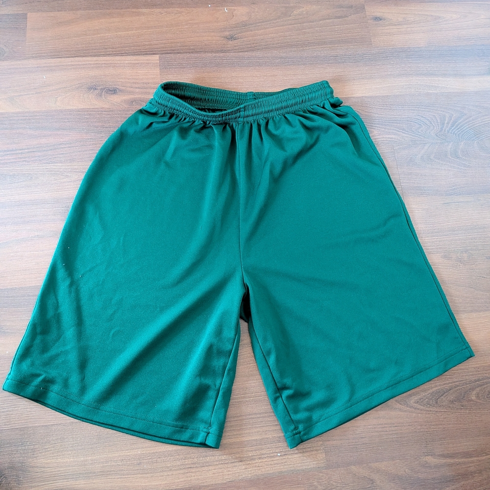 Dark Green Athletic Drawstring Shorts with White Rope
